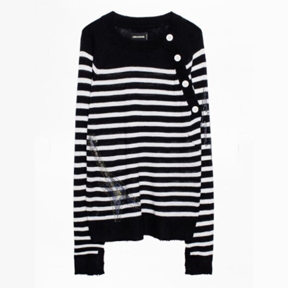 NWT - Zadig & Voltaire Reglis Stripe Sweater 100% Cashmere SHMZ1113F - Picture 15 of 15